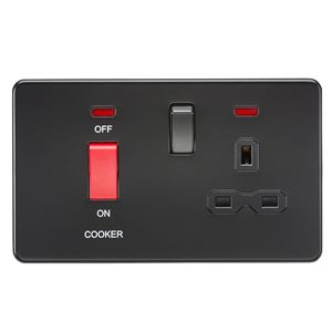 Picture of 45A DP  SWITCH NEON SCREWLESS
SWITCH AND 13A SOCKET  MATT BLACK