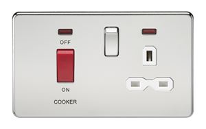 Picture of 45A DP  SWITCH  NEON SCREWLESS
SWITCH AND 13A SOCKET  POLISHED CHROME WH/INS