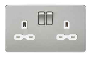 Picture of 2 GANG SOCKET SCREWLESS FLAT PLATE
WHITE INSERT