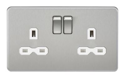 Picture of 2 GANG SOCKET SCREWLESS FLAT PLATE
WHITE INSERT