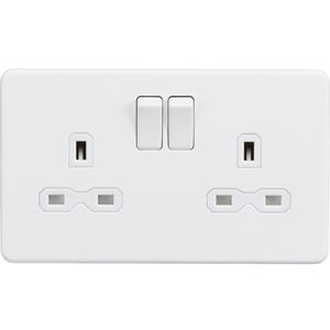 Picture of 2 GANG SOCKET MATT WHITE
SCREWLESS FLAT PLATE