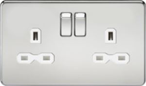 Picture of 2 GANG SOCKET SCREWLESS FLAT PLATE
WHITE INSERT