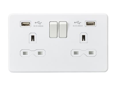Picture of SOCKET MATT WHITE C/W 2 USB POINTS
SCREWLESS FLAT PLATE