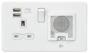 Picture of 2 GANG SOCKET MATT WHITE C/W 2 USB POINTS
BLUE TOOTH SPEAKER
SCREWLESS FLAT PLATE