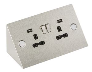 Picture of UNDER CABINET DOUBLE SOCKET C/W USB POINTS
ANGLED BRUSHED CHROME/BL INSERT