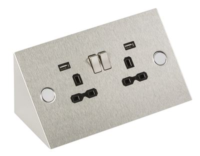 Picture of UNDER CABINET DOUBLE SOCKET C/W USB POINTS
ANGLED BRUSHED CHROME/BL INSERT