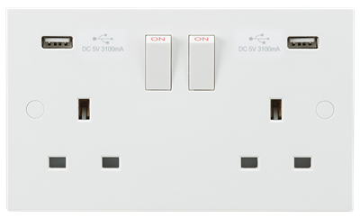 Picture of 2gang switched Socket c/w USB Port
Knightsbridge