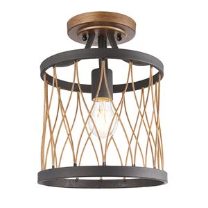 Picture of HESTON  SEMI FLUSH MATT BLACK & RUSTIC FTTG
ENDON