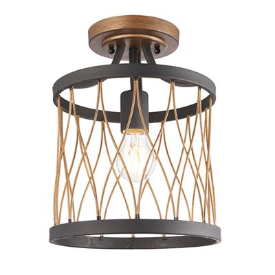 Picture of HESTON  SEMI FLUSH MATT BLACK & RUSTIC FTTG
ENDON