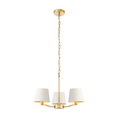 Picture of HARVEY 3 LT PENDANT C/W FAUX SILK SHADES
BRASS/WHITE SHADES
ENDON