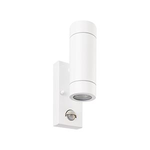 Picture of PALIN 2LT FIXED SPOT WALL IP44  GLOSS WHITE C/W PIR
saxby