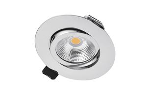 Picture of LUX ULTRA SLIM 6.5W TILTABLE DIMMABLE DOWNLIGHT POLISHED CHROME
4000K COOL WHITE IP40 670LM 36 DEGREE BEAM 
CUT OUT 65MM DEPTH 27MM
INTEGRAL