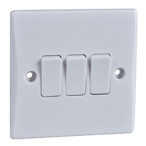 Picture of 3gang 2way 10amp Plate Switch Flat
White Plastic