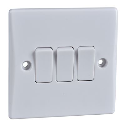 Picture of 3gang 2way 10amp Plate Switch Flat
White Plastic