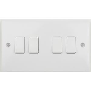 Picture of 4gang 2way 10amp Plate Switch Flat
White Plastic