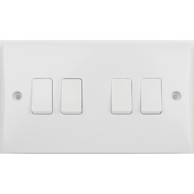 Picture of 4gang 2way 10amp Plate Switch Flat
White Plastic