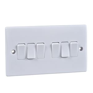 Picture of 6gang 2way 10amp Plate Switch Flat
White Plastic