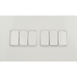 Picture of WHITE PAINTED FLAT PLATE
6GANG 2WAY SWITCH
