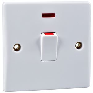 Picture of 20amp Double Pole Switch c/w Neon Flat
white plastic