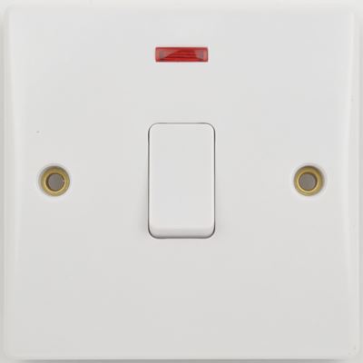 Picture of 20amp Double Pole Switch Neon + Flexoutlet
white plastic
