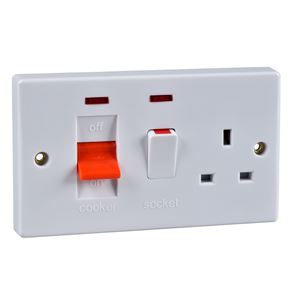 Picture of 45amp Cooker Unit c/w neon 13amp
white plastic