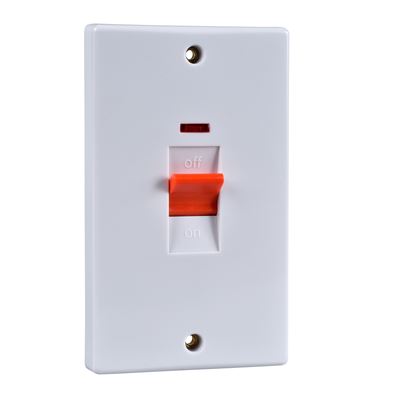 Picture of 2gang 45amp Double Pole Switch Neon Flat
white plastic