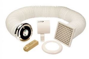Picture of 4"  TIMER SHOWER & LIGHT FAN KIT
C/W CHROME & WHITE COVER