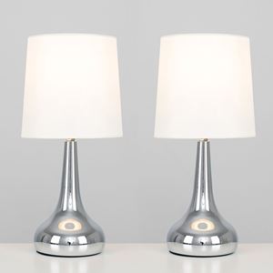 Picture of PAIR TEAR DROP TOUCH TABLE LAMPS CHROME/CREAM
SUN