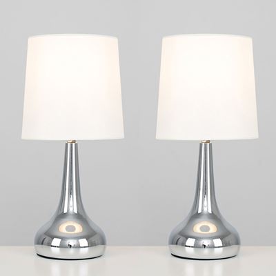 Picture of PAIR TEAR DROP TOUCH TABLE LAMPS CHROME/CREAM
SUN