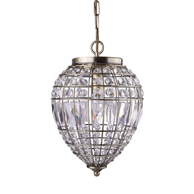 Picture of ANTIQUE BRASS/CRYSTAL GLASS  PENDANT
60W ES