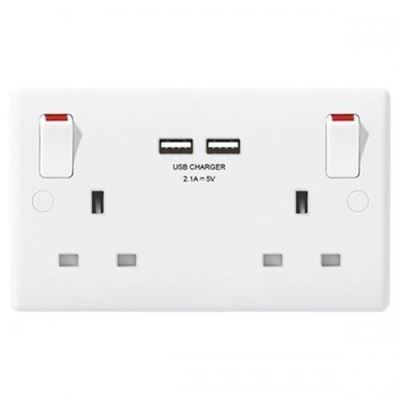 Picture of 2gang Switched Socket  c/w 2 usb 3.1a
